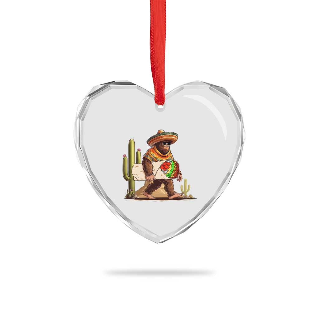 Funny Cinco De Mayo Bigfoot Burrito Lover Gift Heart Crystal Glass Ornament TS12 Print Your Wear