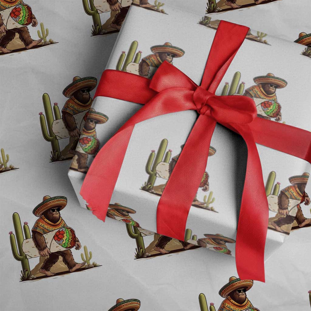 Funny Cinco De Mayo Bigfoot Burrito Lover Gift Wrapping Paper Roll TS12 White Print Your Wear