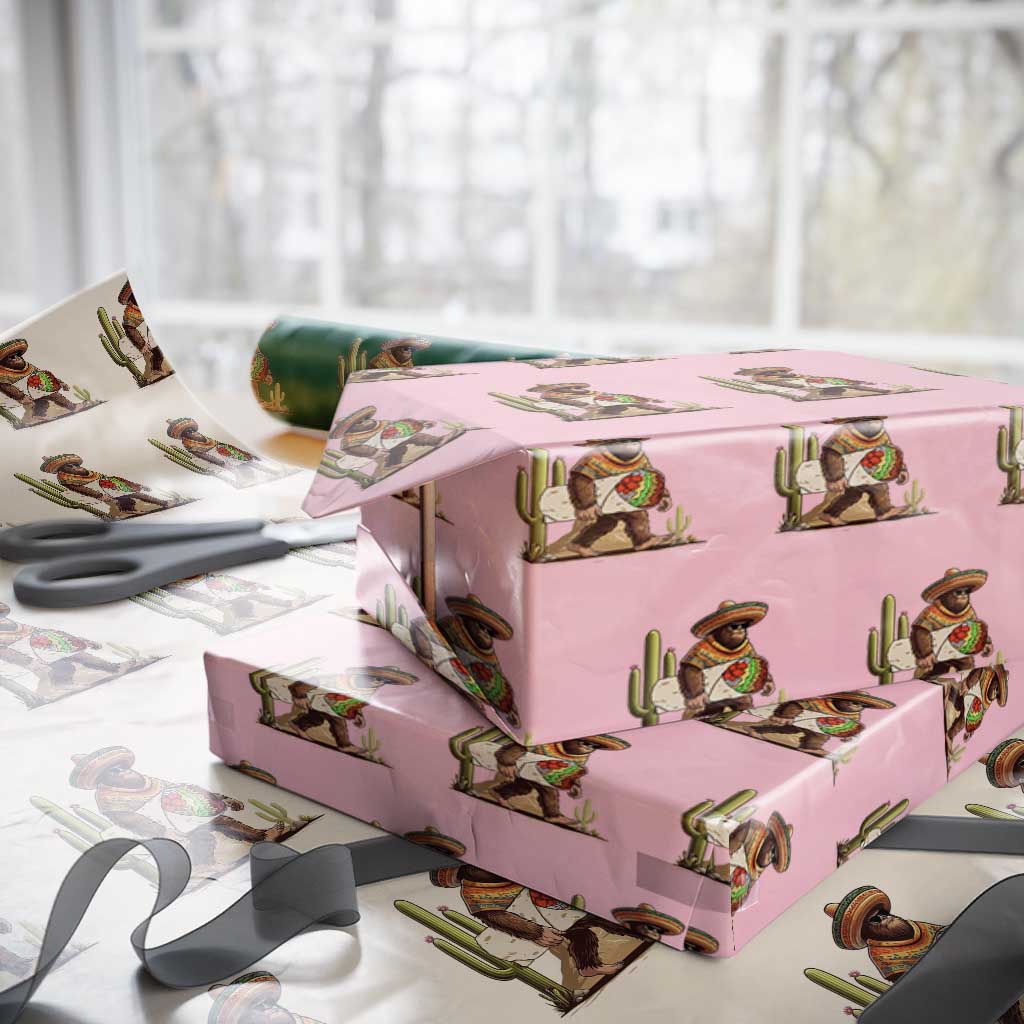 Funny Cinco De Mayo Bigfoot Burrito Lover Gift Wrapping Paper Roll TS12 Light Pink Print Your Wear