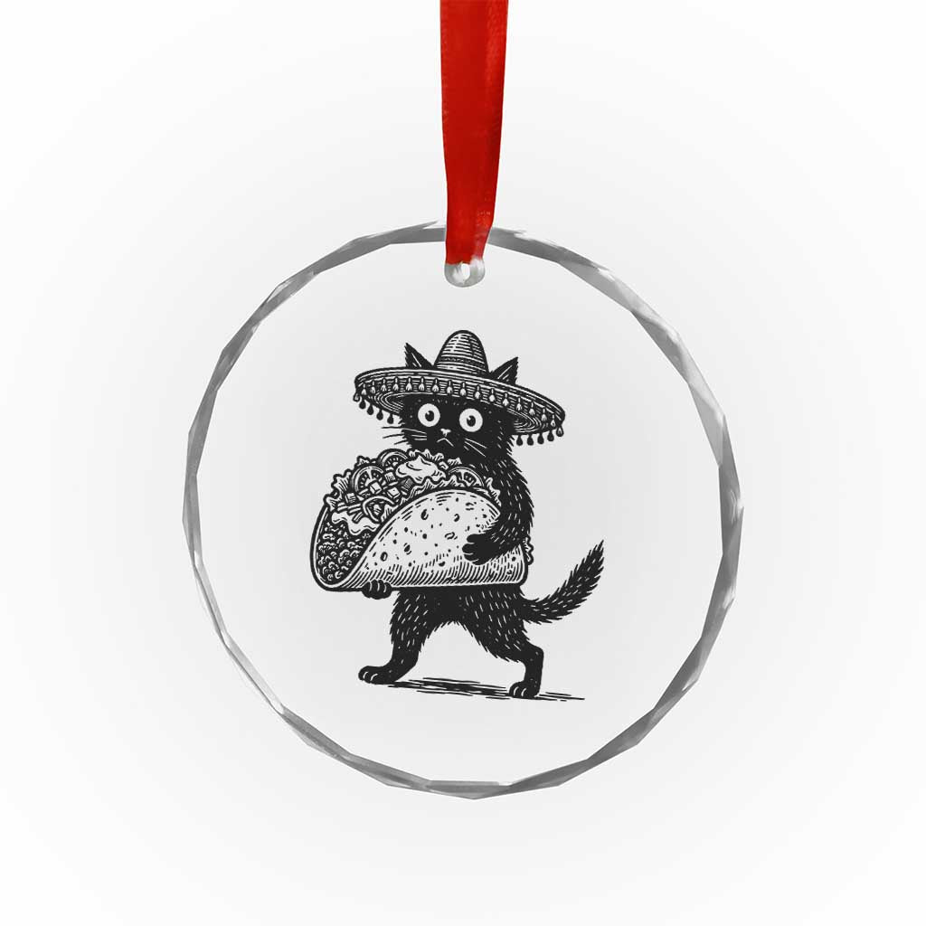 Funny Cinco De Mayo Black Cat With Taco Crystal Glass Ornament Mexican Food Gift TS12 Print Your Wear