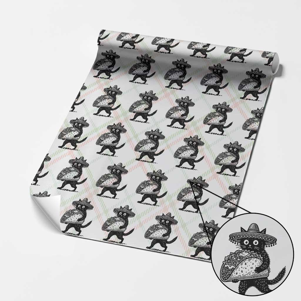 Funny Cinco De Mayo Black Cat With Taco Wrapping Paper Roll Mexican Food Gift TS12 Christmas Plaid Print Your Wear
