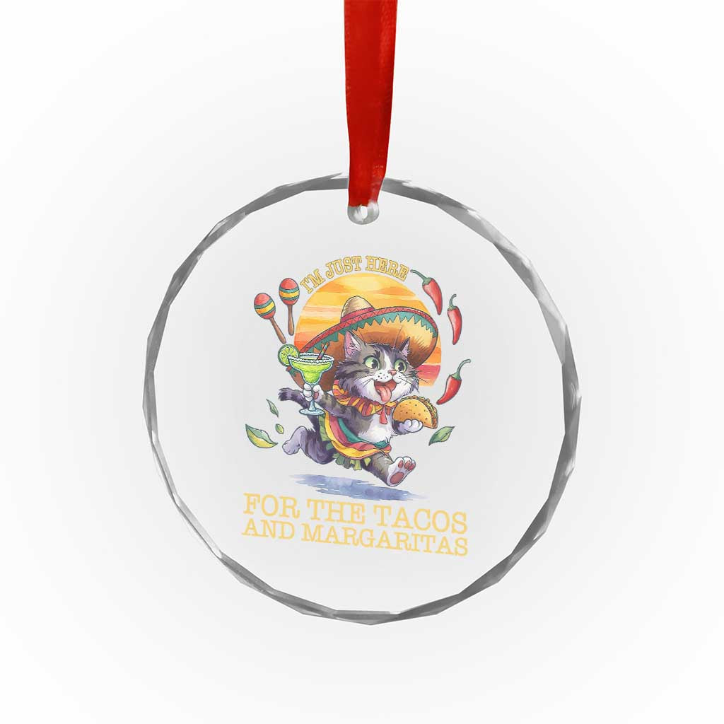 Funny Cinco De Mayo Cat Crystal Glass Ornament Just Here For The Tacos And Margaritas TS12 Print Your Wear