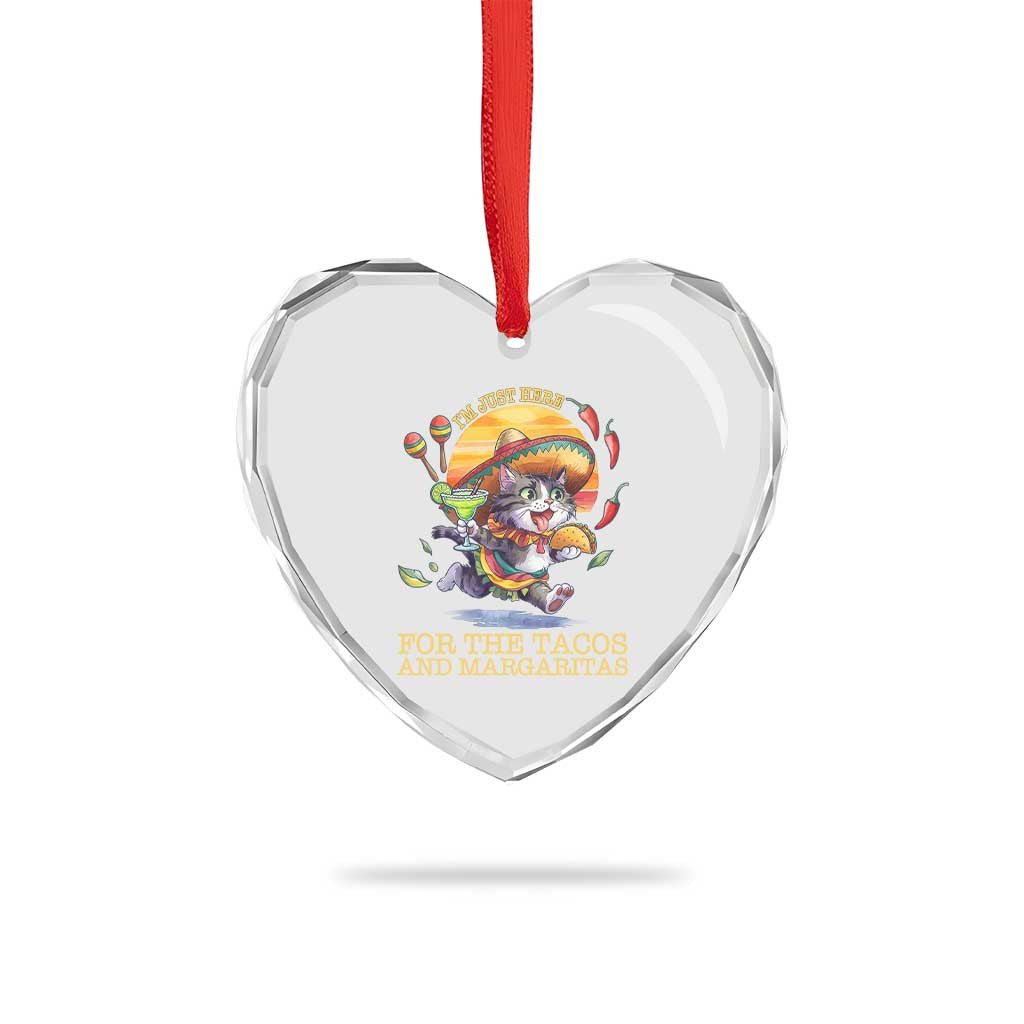 Funny Cinco De Mayo Cat Heart Crystal Glass Ornament Just Here For The Tacos And Margaritas TS12 Print Your Wear