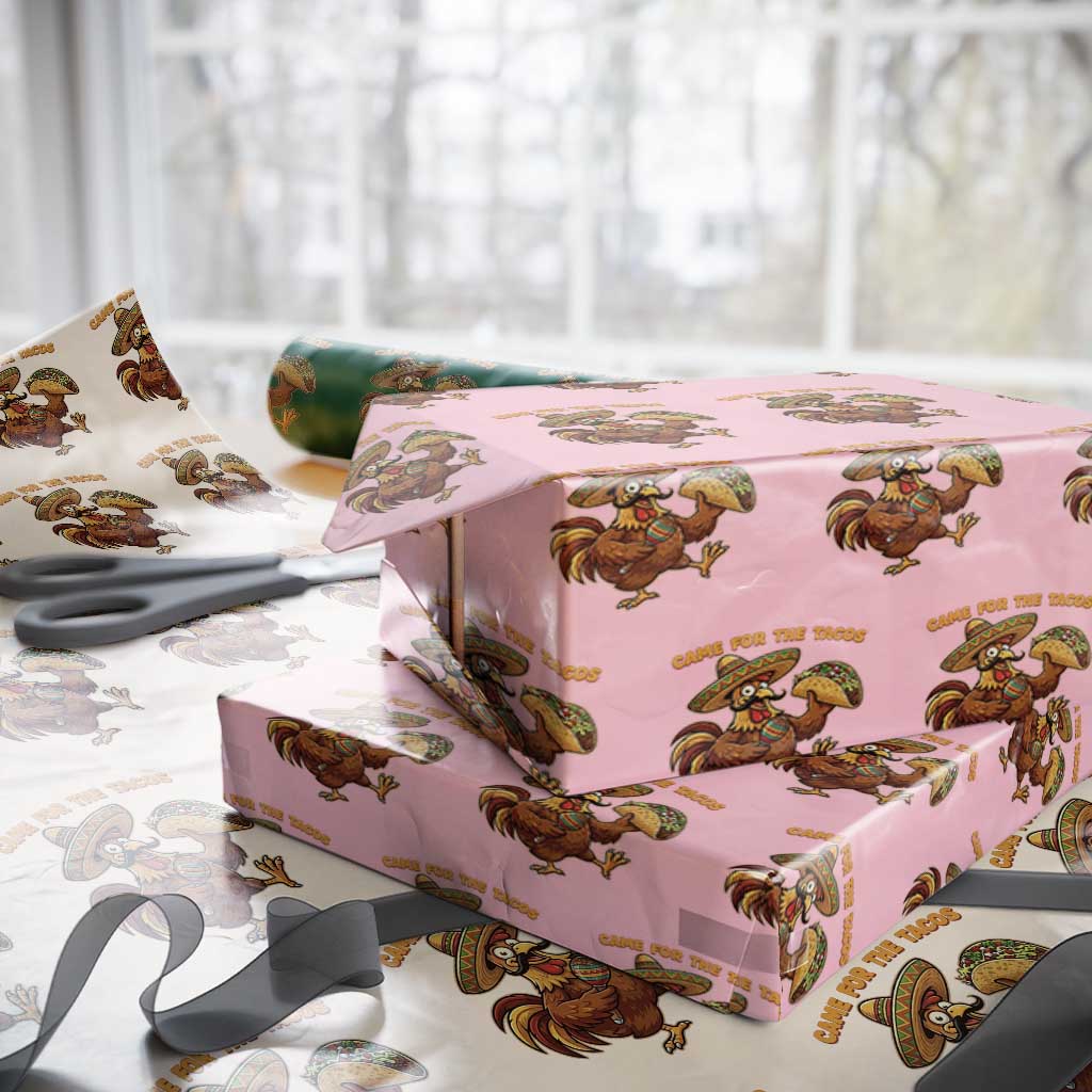 Funny Cinco De Mayo Chicken Wrapping Paper Roll Came For The Tacos TS12 Light Pink Print Your Wear