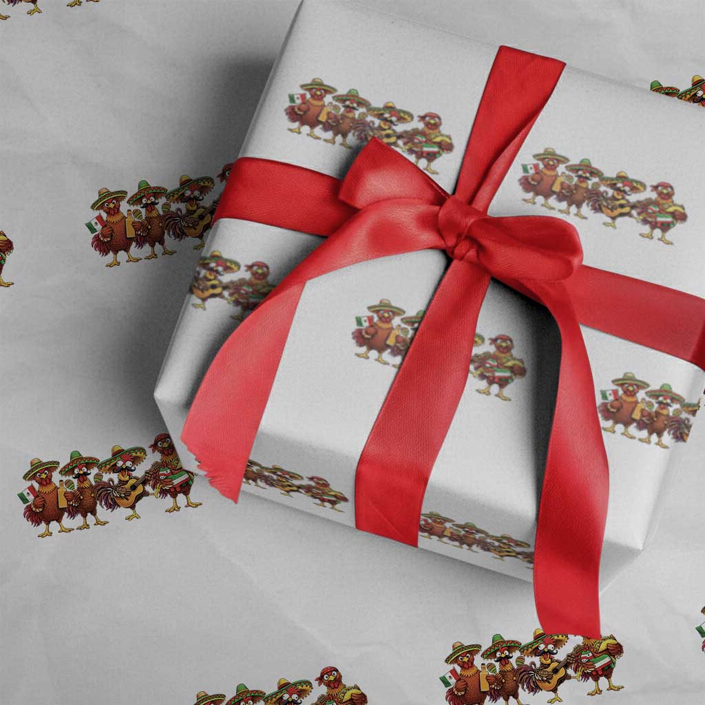 Funny Cinco De Mayo Chicken Squad Wrapping Paper Roll Mexican Party Celebration Gift TS12 White Print Your Wear