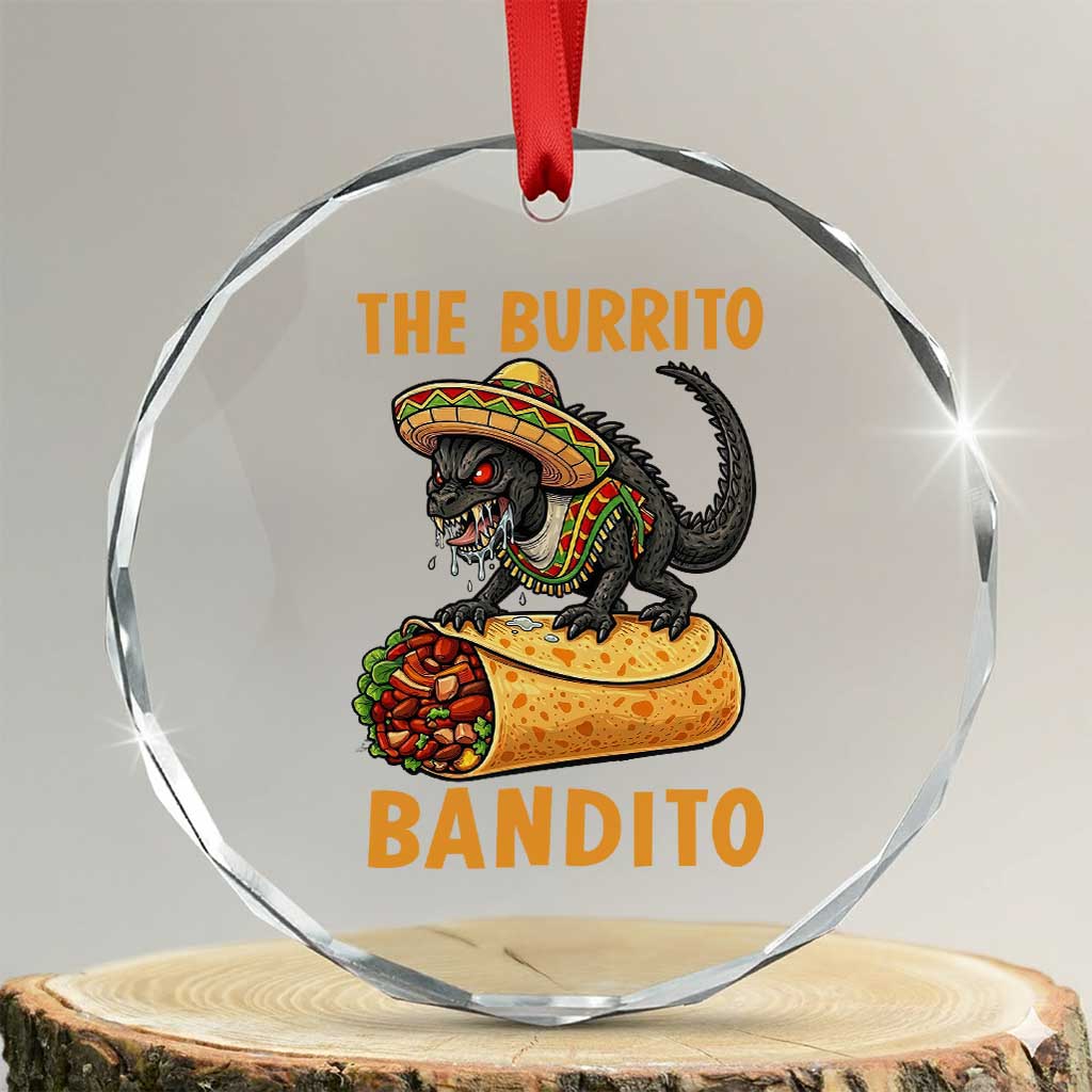 Funny Cinco De Mayo Chupacabra Crystal Glass Ornament The Burrito Bandito TS12 Transparent Glass 3'' Circle Print Your Wear