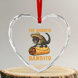 Funny Cinco De Mayo Chupacabra Heart Crystal Glass Ornament The Burrito Bandito TS12 Transparent Glass 3'' Heart Print Your Wear