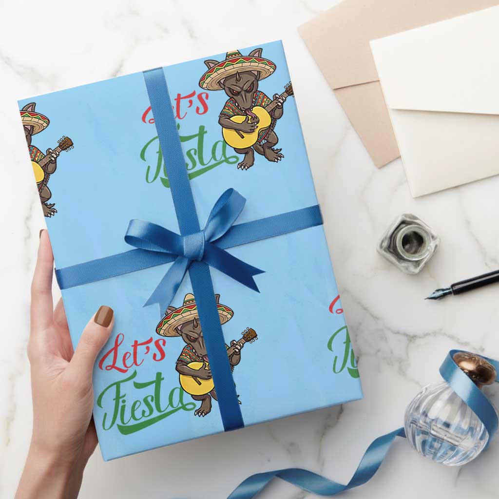 Funny Cinco De Mayo Chupacabra Wrapping Paper Roll Lets Fiesta TS12 Light Blue Print Your Wear