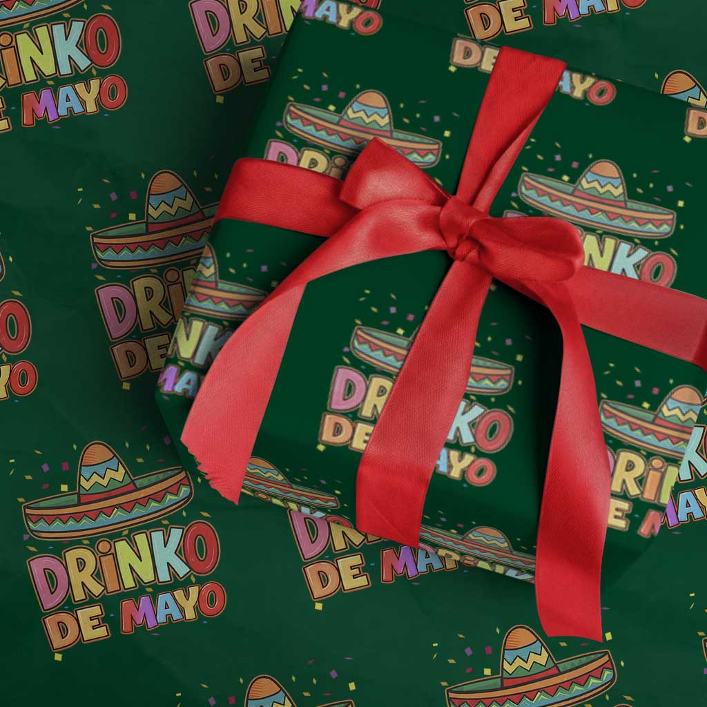 Funny Cinco De Mayo Day Drinking Fiesta Party Wrapping Paper Roll Drinko De Mayo TS12 Green Print Your Wear