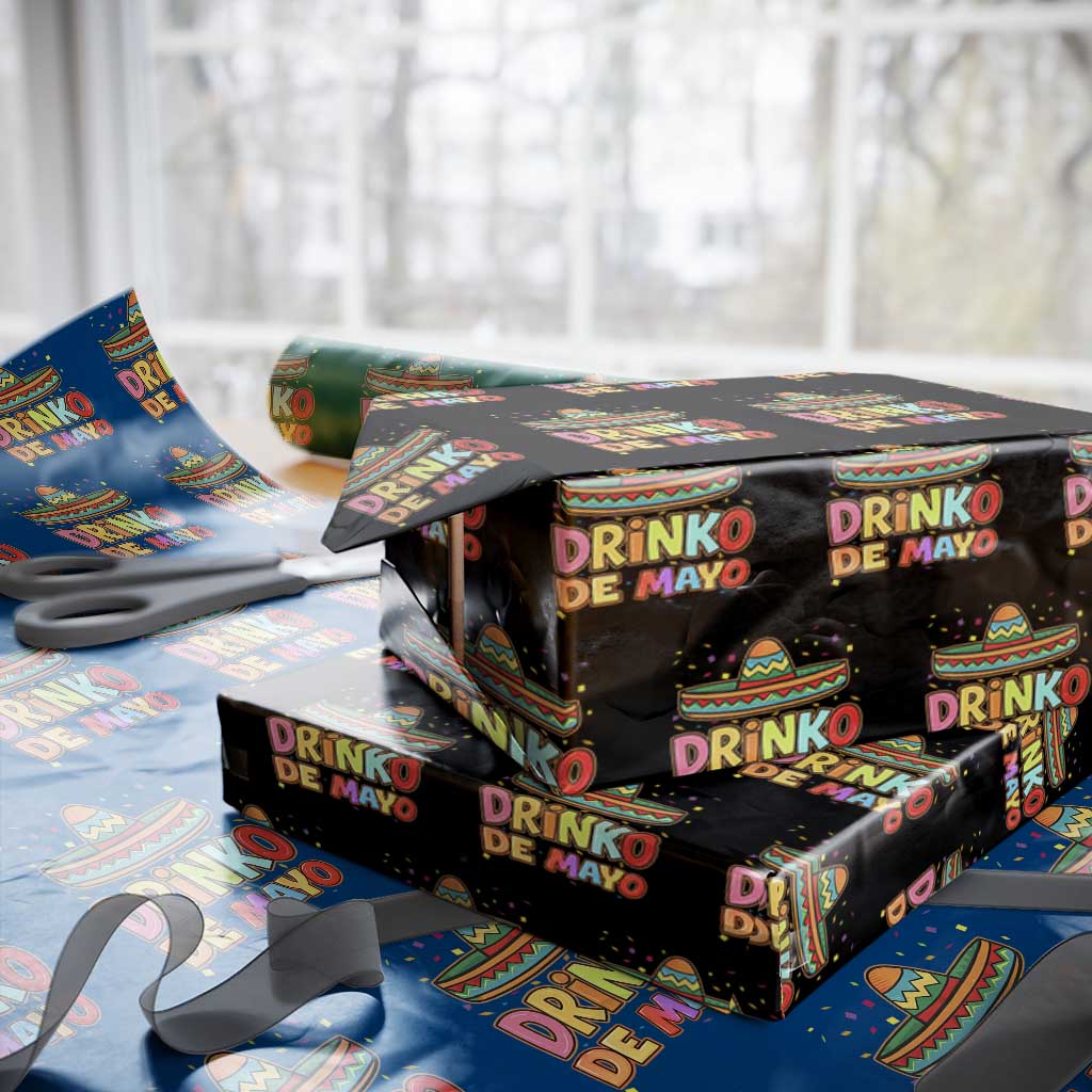 Funny Cinco De Mayo Day Drinking Fiesta Party Wrapping Paper Roll Drinko De Mayo TS12 Black Print Your Wear