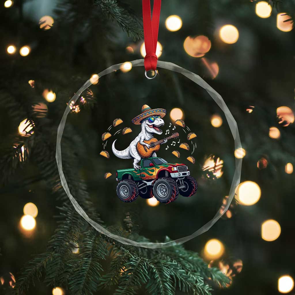 Funny Cinco De Mayo Dinosaur Monster Truck Crystal Glass Ornament Taco Lover Gift TS12 Print Your Wear