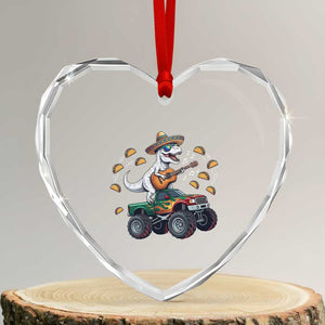 Funny Cinco De Mayo Dinosaur Monster Truck Heart Crystal Glass Ornament Taco Lover Gift TS12 Transparent Glass 3'' Heart Print Your Wear