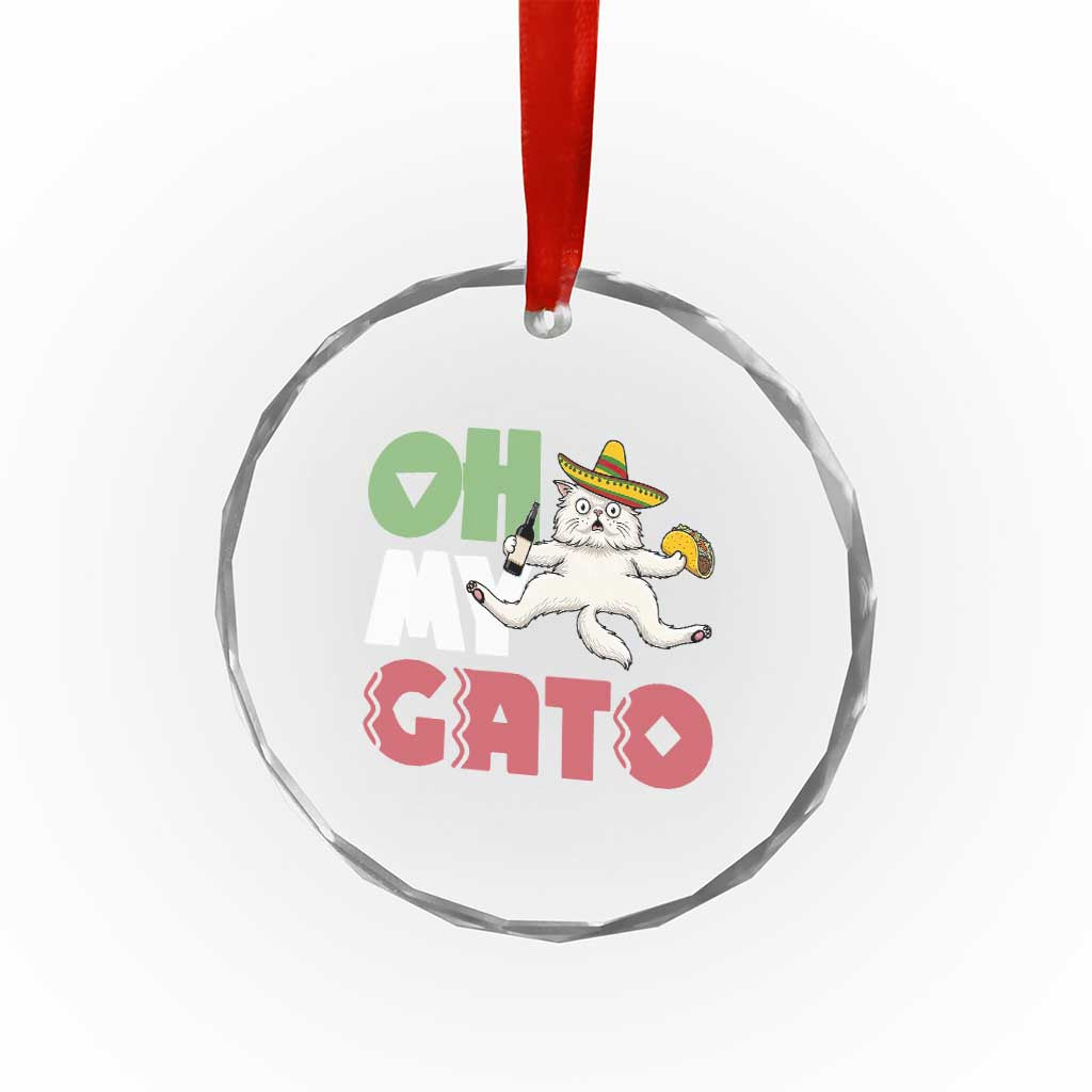 Funny Cinco De Mayo Drunk Cat Crystal Glass Ornament Oh My Gato TS12 Print Your Wear