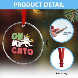 Funny Cinco De Mayo Drunk Cat Crystal Glass Ornament Oh My Gato TS12 Print Your Wear