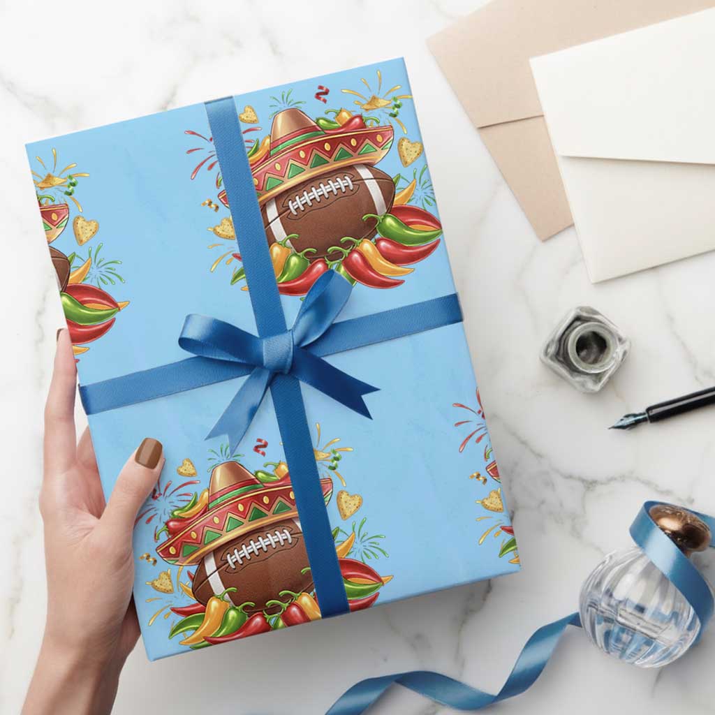 Funny Cinco De Mayo Football Wrapping Paper Roll Mexican Fiesta Party TS12 Light Blue Print Your Wear