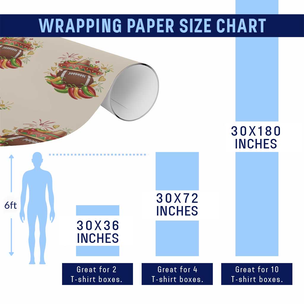 Funny Cinco De Mayo Football Wrapping Paper Roll Mexican Fiesta Party TS12 Print Your Wear