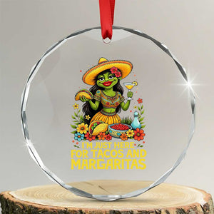Funny Cinco De Mayo Frog Crystal Glass Ornament Just Here For Tacos And Margaritas TS12 Transparent Glass 3'' Circle Print Your Wear