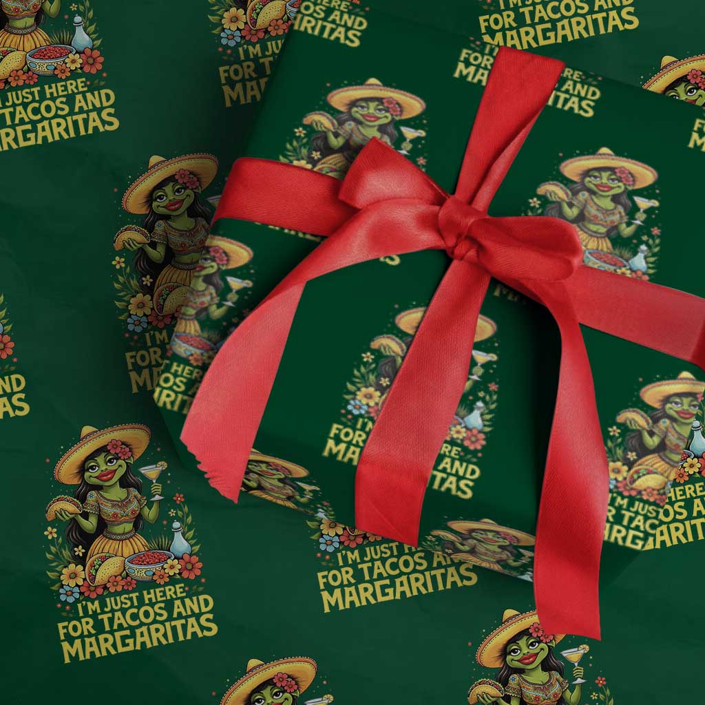 Funny Cinco De Mayo Frog Wrapping Paper Roll Just Here For Tacos And Margaritas TS12 Green Print Your Wear