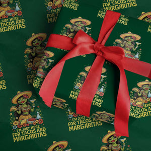 Funny Cinco De Mayo Frog Wrapping Paper Roll Just Here For Tacos And Margaritas TS12 Green Print Your Wear