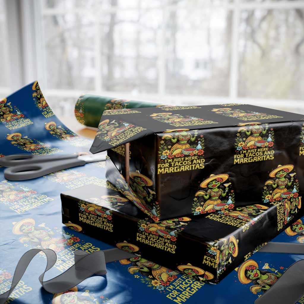 Funny Cinco De Mayo Frog Wrapping Paper Roll Just Here For Tacos And Margaritas TS12 Black Print Your Wear