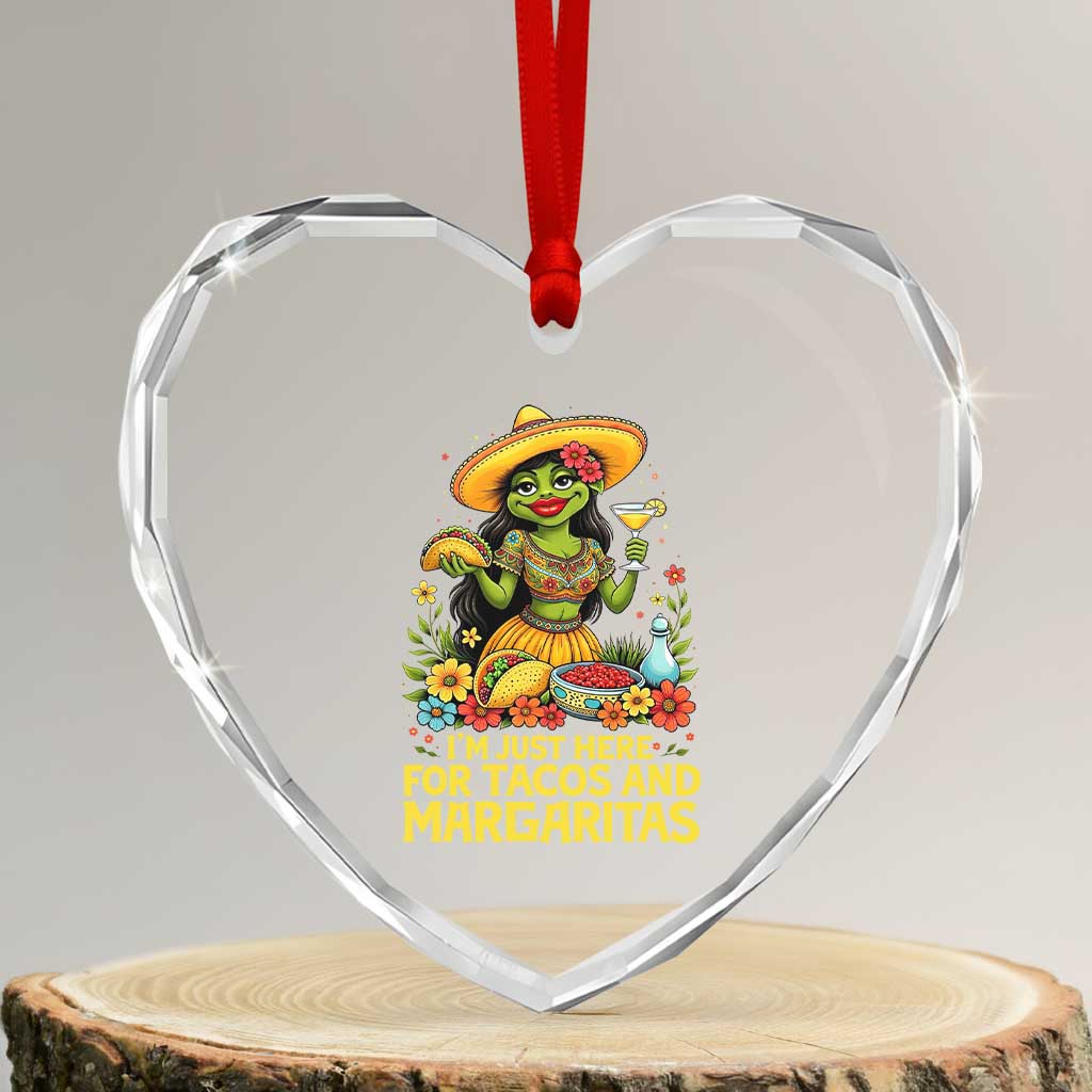 Funny Cinco De Mayo Frog Heart Crystal Glass Ornament Just Here For Tacos And Margaritas TS12 Transparent Glass 3'' Heart Print Your Wear