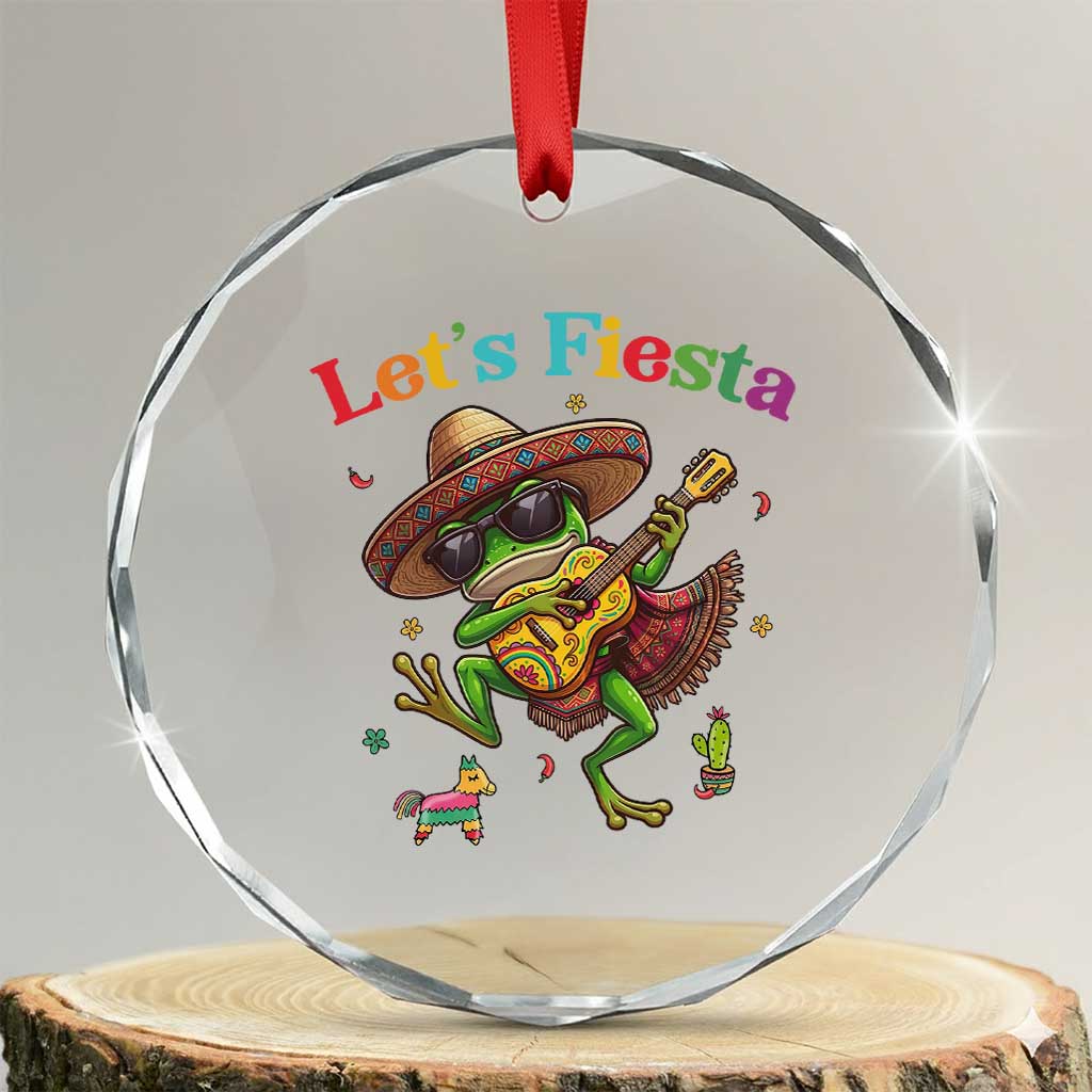 Funny Cinco De Mayo Frog Playing Guitar Crystal Glass Ornament Lets Fiesta TS12 Transparent Glass 3'' Circle Print Your Wear