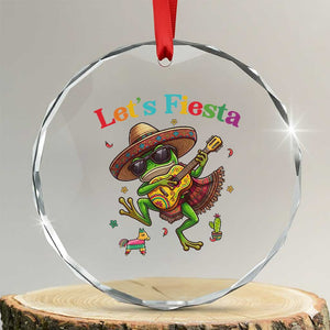 Funny Cinco De Mayo Frog Playing Guitar Crystal Glass Ornament Lets Fiesta TS12 Transparent Glass 3'' Circle Print Your Wear