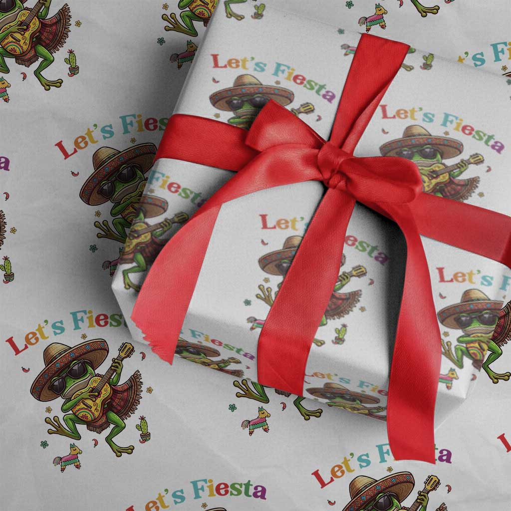 Funny Cinco De Mayo Frog Playing Guitar Wrapping Paper Roll Lets Fiesta TS12 White Print Your Wear