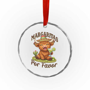 Funny Cinco De Mayo Highland Cow Crystal Glass Ornament Margaritas Por Favor TS12 Print Your Wear