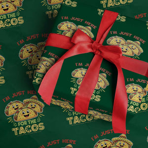 Funny Cinco De Mayo Just Here For The Tacos Wrapping Paper Roll Taco Lover Gift TS12 Green Print Your Wear