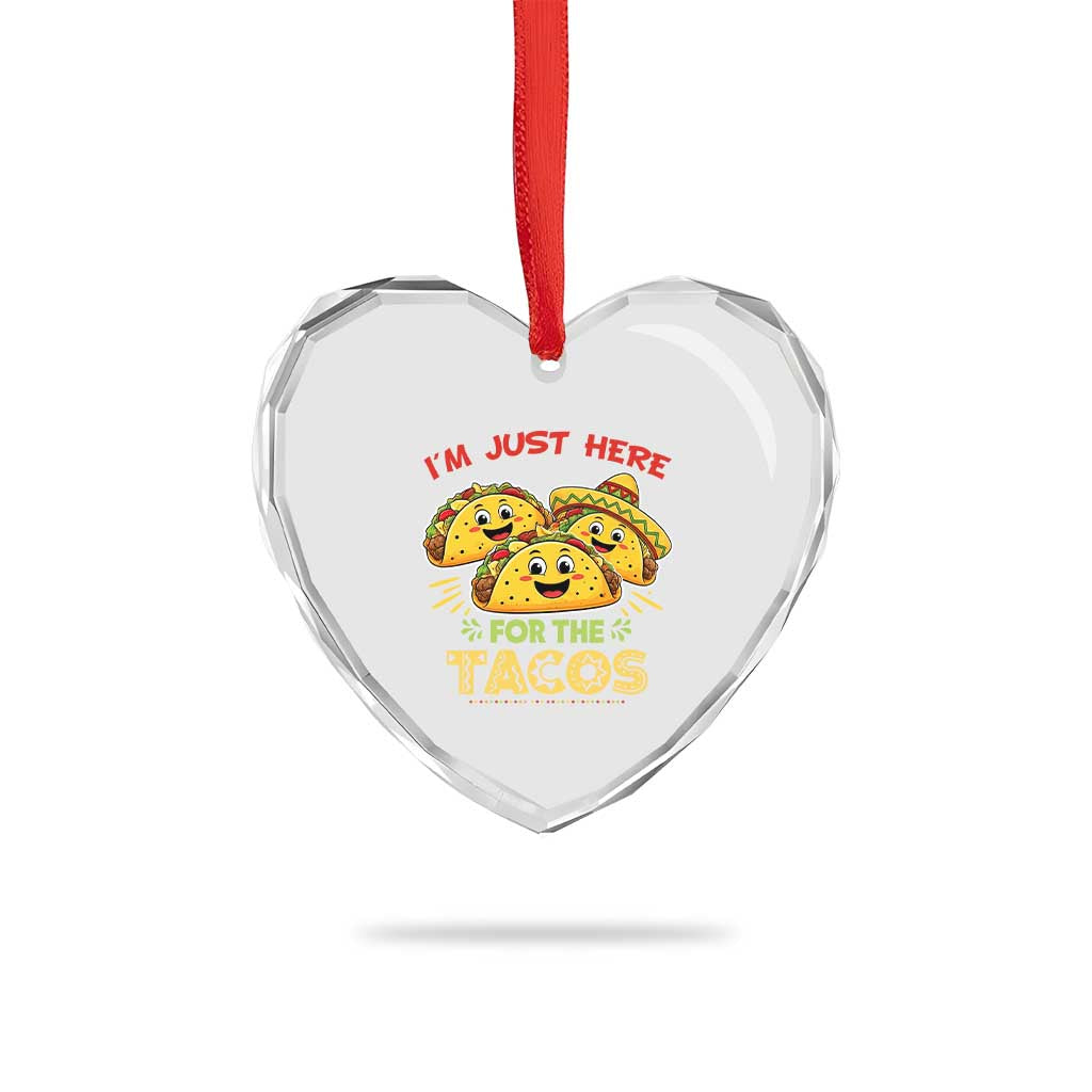 Funny Cinco De Mayo Just Here For The Tacos Heart Crystal Glass Ornament Taco Lover Gift TS12 Print Your Wear