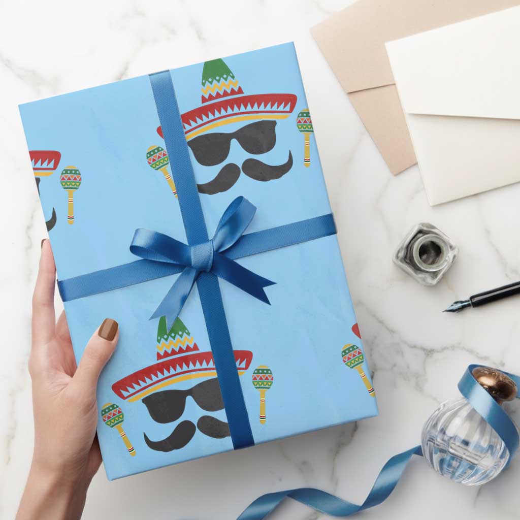 Funny Cinco De Mayo Maracas Characte Wrapping Paper Roll Fiesta Party Gift TS12 Light Blue Print Your Wear