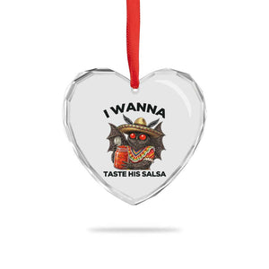 Funny Cinco De Mayo Mothman Heart Crystal Glass Ornament I Wanna Taste His Salsa TS12 Print Your Wear