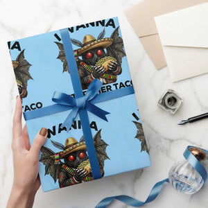 Funny Cinco De Mayo Mothman Wrapping Paper Roll I Wanna Stuff Her Taco TS12 Light Blue Print Your Wear