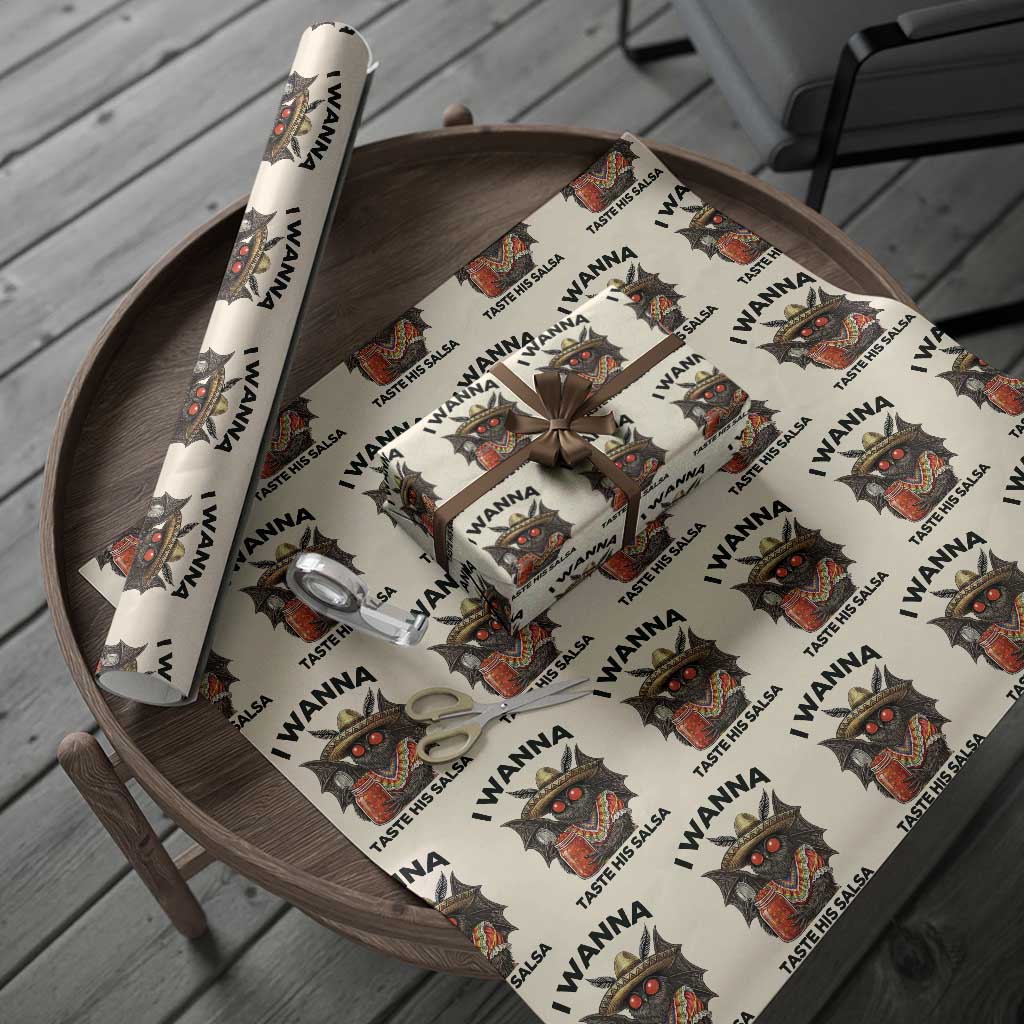 Funny Cinco De Mayo Mothman Wrapping Paper Roll I Wanna Taste His Salsa TS12 Beige Print Your Wear