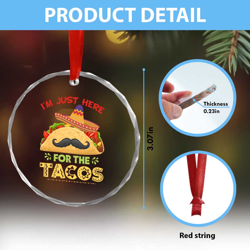 Funny Cinco De Mayo Taco Crystal Glass Ornament Just Here For The Tacos TS12 Print Your Wear