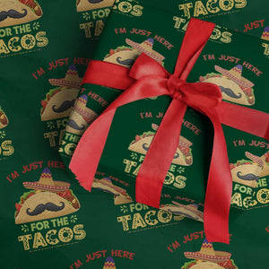 Funny Cinco De Mayo Taco Wrapping Paper Roll Just Here For The Tacos TS12 Green Print Your Wear