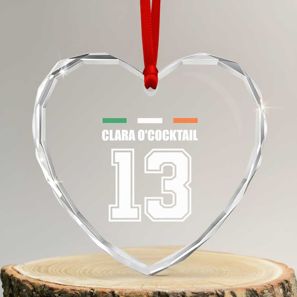Funny Clara O'cocktail 13 Heart Crystal Glass Ornament Irish Name Ireland Party St. Patricks Day Drinking Pub TS02 Transparent Glass 3'' Heart Print Your Wear