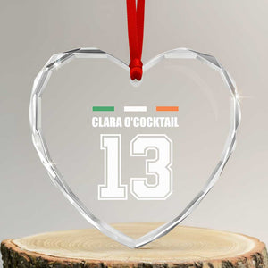 Funny Clara O'cocktail 13 Heart Crystal Glass Ornament Irish Name Ireland Party St. Patricks Day Drinking Pub TS02 Transparent Glass 3'' Heart Print Your Wear