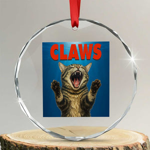 Funny Claws Cat Crystal Glass Ornament Horror Movie Parody TS12 Transparent Glass 3'' Circle Print Your Wear