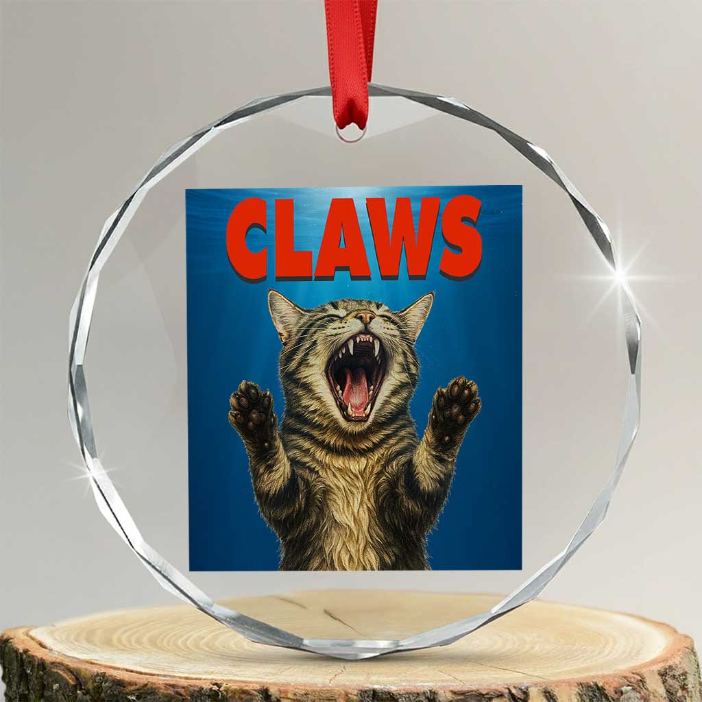 Funny Claws Cat Crystal Glass Ornament Horror Movie Parody TS12 Transparent Glass 3'' Circle Print Your Wear