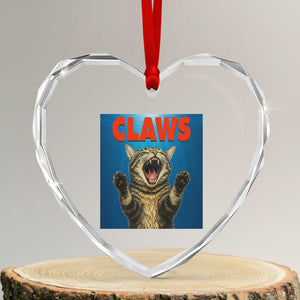 Funny Claws Cat Heart Crystal Glass Ornament Horror Movie Parody TS12 Transparent Glass 3'' Heart Print Your Wear