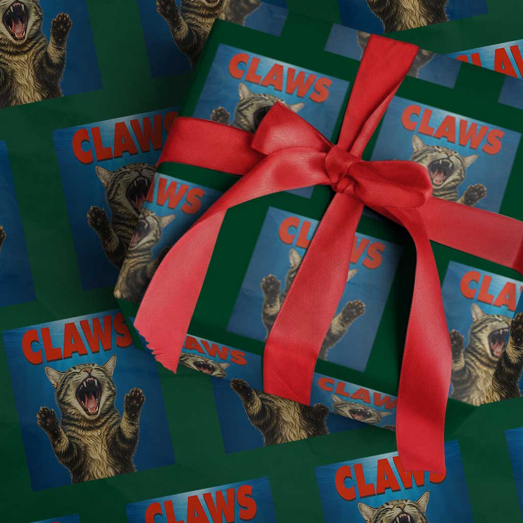 Funny Claws Cat Wrapping Paper Roll Horror Movie Parody TS12 Green Print Your Wear