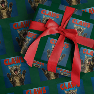 Funny Claws Cat Wrapping Paper Roll Horror Movie Parody TS12 Green Print Your Wear