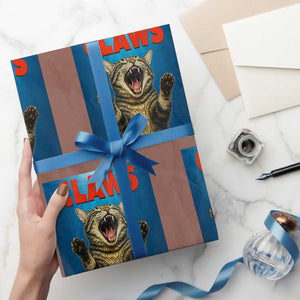 Funny Claws Cat Wrapping Paper Roll Horror Movie Parody TS12 Mocha Print Your Wear