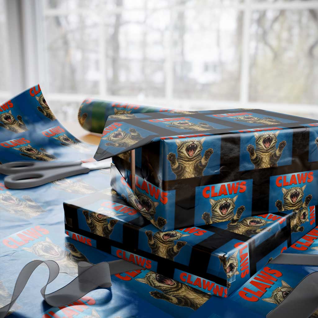 Funny Claws Cat Wrapping Paper Roll Horror Movie Parody TS12 Black Print Your Wear