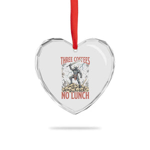 Funny Coffee Lover Fantasy Knight Graphic Heart Crystal Glass Ornament Three Coffees No Lunch Work Humor Dark Fantasy Parody