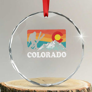 Funny Colorado Skiing Bigfoot Snow Mountain Winter Sport Crystal Glass Ornament TS11 Transparent Glass 3'' Circle Print Your Wear