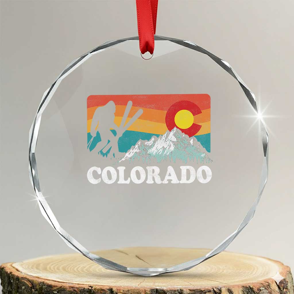 Funny Colorado Skiing Bigfoot Snow Mountain Winter Sport Crystal Glass Ornament TS11 Transparent Glass 3'' Circle Print Your Wear