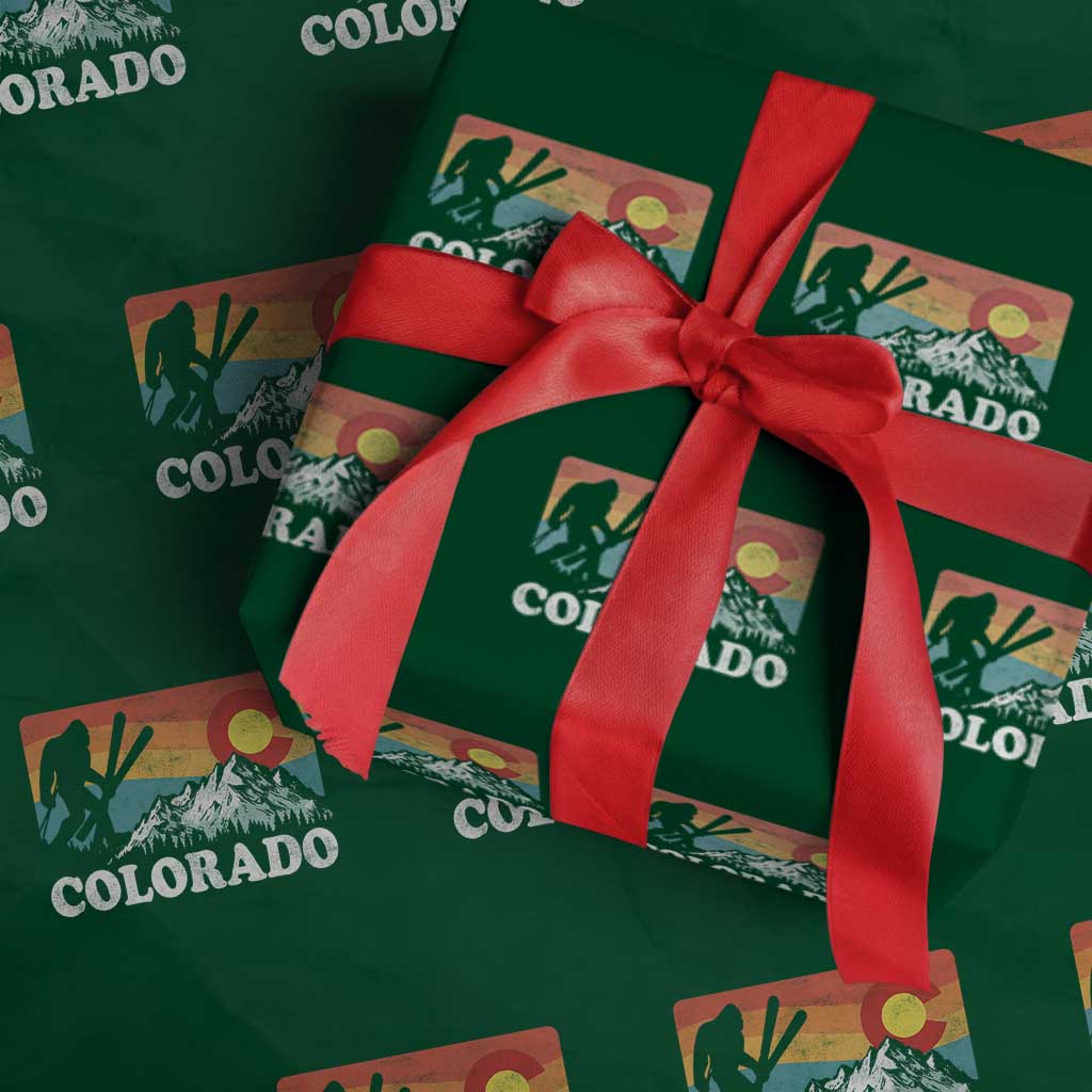 Funny Colorado Skiing Bigfoot Snow Mountain Winter Sport Wrapping Paper Roll TS11 Green Print Your Wear